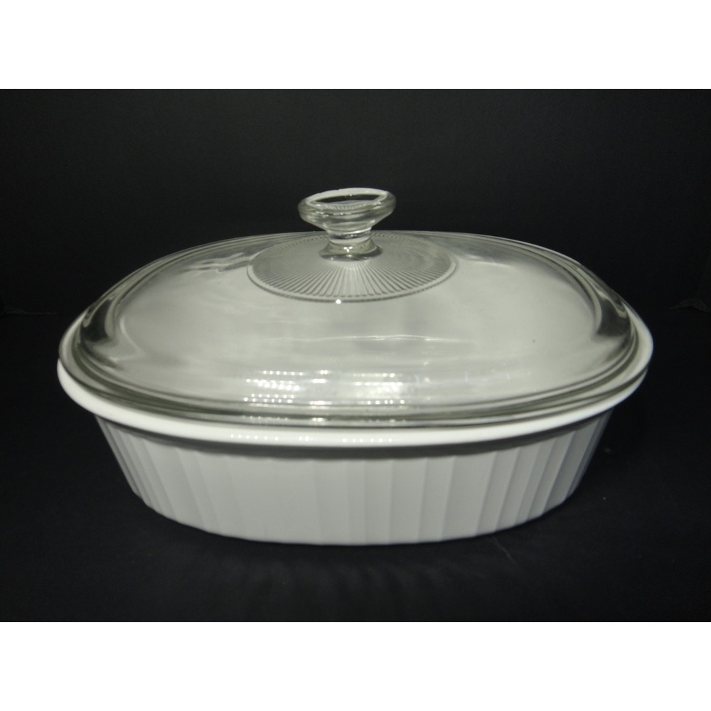 Corning Ware F-2-B Oval Casserole Dish with Glass Lid Ribbed 2.8L Vintage EUC